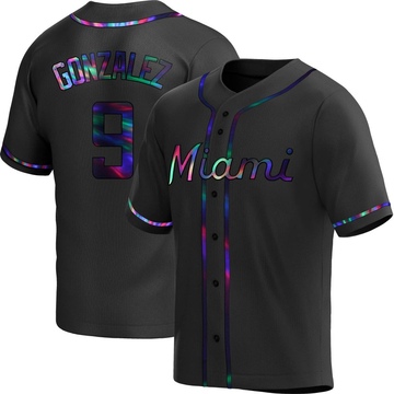 Black Holographic Replica Erik Gonzalez Men's Miami Marlins Alternate Jersey