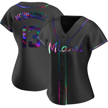 Black Holographic Replica Heriberto Hernandez Women's Miami Marlins Alternate Jersey