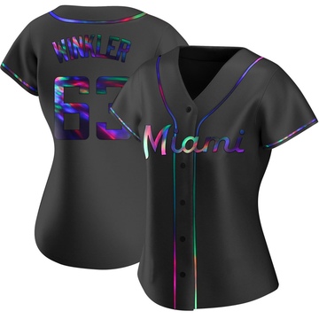 Black Holographic Replica Jack Winkler Women's Miami Marlins Alternate Jersey