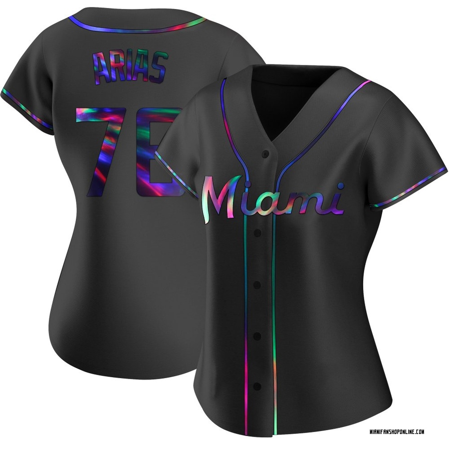 Black Holographic Replica Luarbert Arias Women's Miami Marlins Alternate Jersey