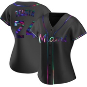 Black Holographic Replica Maximo Acosta Women's Miami Marlins Alternate Jersey