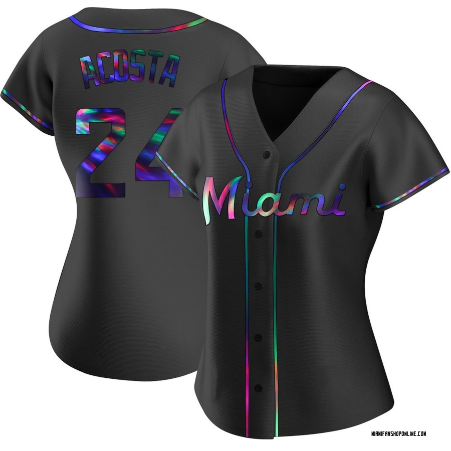 Black Holographic Replica Maximo Acosta Women's Miami Marlins Alternate Jersey