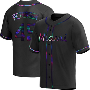 Black Holographic Replica Michael Petersen Youth Miami Marlins Alternate Jersey