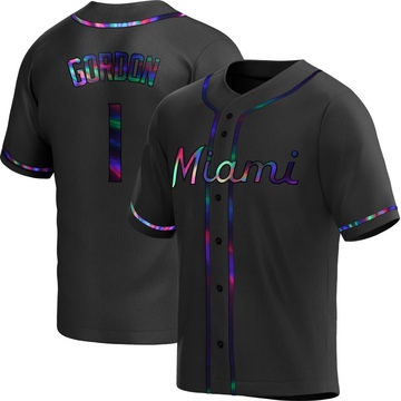 Black Holographic Replica Nick Gordon Men's Miami Marlins Alternate Jersey