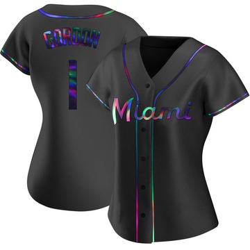 Black Holographic Replica Nick Gordon Women's Miami Marlins Alternate Jersey