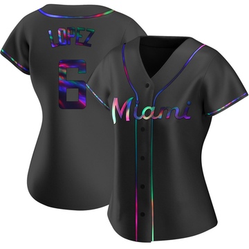 Black Holographic Replica Otto Lopez Women's Miami Marlins Alternate Jersey