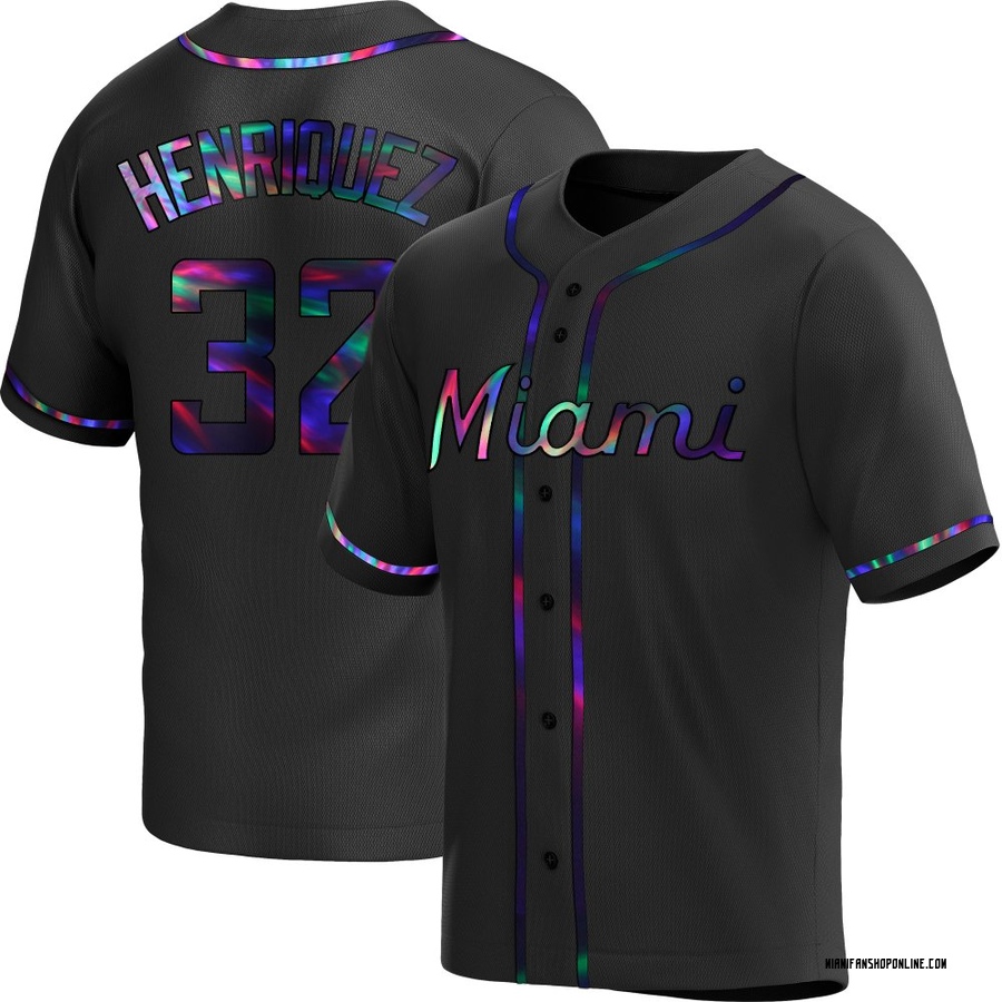 Black Holographic Replica Ronny Henriquez Men's Miami Marlins Alternate Jersey