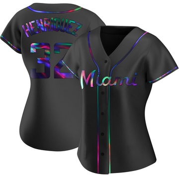 Black Holographic Replica Ronny Henriquez Women's Miami Marlins Alternate Jersey