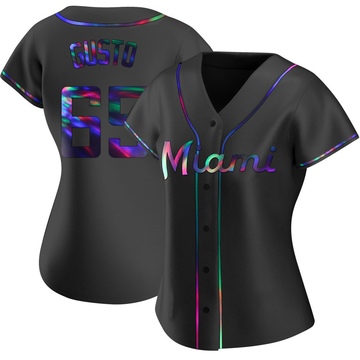 Black Holographic Replica Ryan Gusto Women's Miami Marlins Alternate Jersey