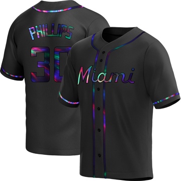 Black Holographic Replica Tyler Phillips Youth Miami Marlins Alternate Jersey