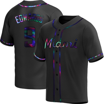Black Holographic Replica Xavier Edwards Youth Miami Marlins Alternate Jersey