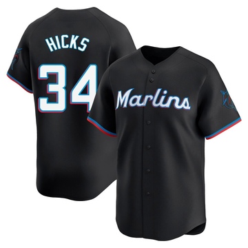 Black Limited Liam Hicks Men's Miami Marlins Alternate Jersey