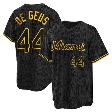 Black Replica Brett de Geus Youth Miami Marlins Snake Skin City Jersey