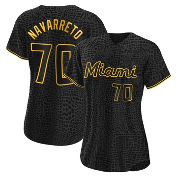 Black Replica Brian Navarreto Women's Miami Marlins Snake Skin City Jersey