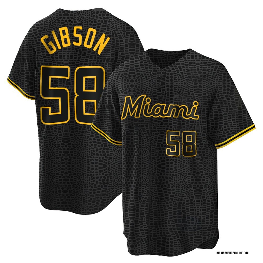 Black Replica Cade Gibson Men's Miami Marlins Snake Skin City Jersey