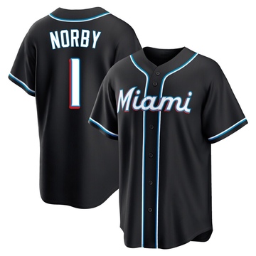 Black Replica Connor Norby Men's Miami Marlins Fashion Out Jersey