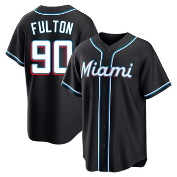 Black Replica Dax Fulton Men's Miami Marlins Fashion Out Jersey