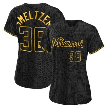 Black Replica Devin Smeltzer Women's Miami Marlins Snake Skin City Jersey