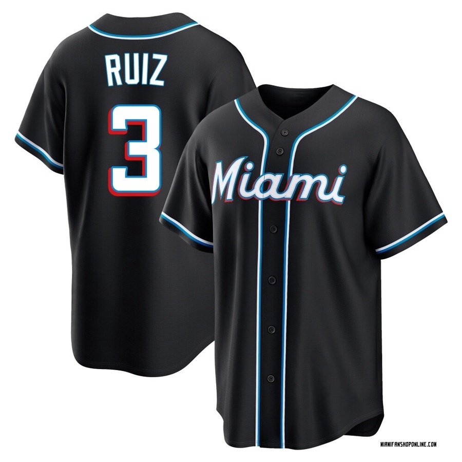 Black Replica Esteury Ruiz Men's Miami Marlins Fashion Out Jersey