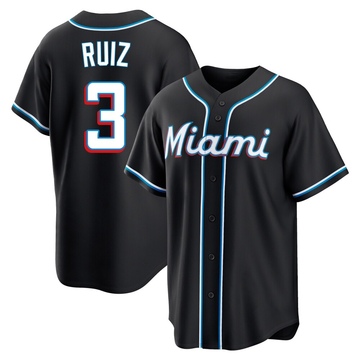 Black Replica Esteury Ruiz Youth Miami Marlins Fashion Out Jersey