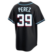 Black Replica Eury Perez Men's Miami Marlins Fashion Out Jersey