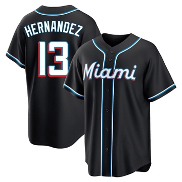 Black Replica Heriberto Hernandez Men's Miami Marlins Fashion Out Jersey