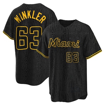 Black Replica Jack Winkler Youth Miami Marlins Snake Skin City Jersey