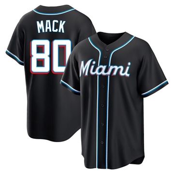 Black Replica Joe Mack Men's Miami Marlins Fashion Out Jersey