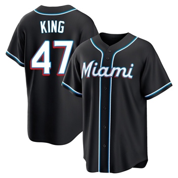 Black Replica John King Youth Miami Marlins Fashion Out Jersey