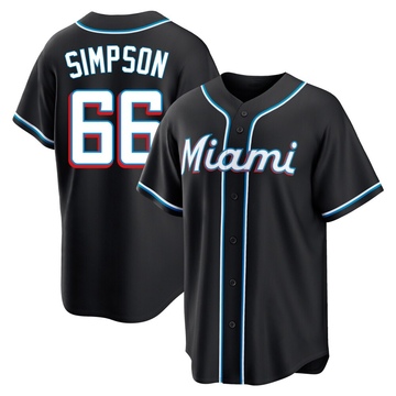 Black Replica Josh Simpson Youth Miami Marlins Fashion Out Jersey