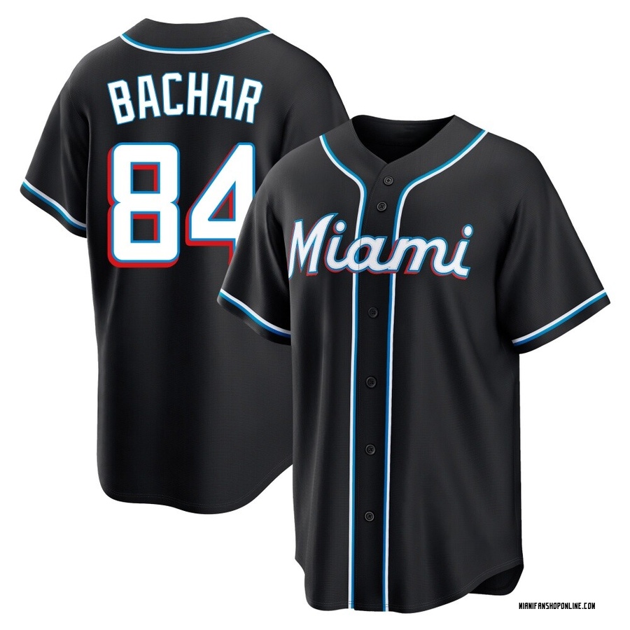 Black Replica Lake Bachar Youth Miami Marlins Fashion Out Jersey
