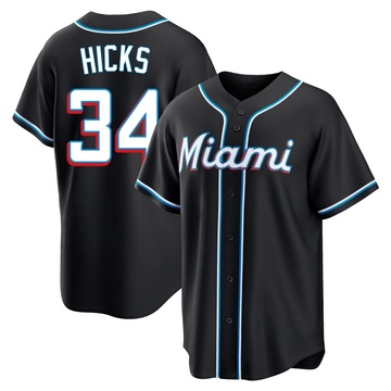 Black Replica Liam Hicks Men's Miami Marlins Fashion Out Jersey