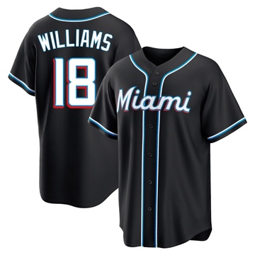 Black Replica Max Williams Youth Miami Marlins Fashion Out Jersey