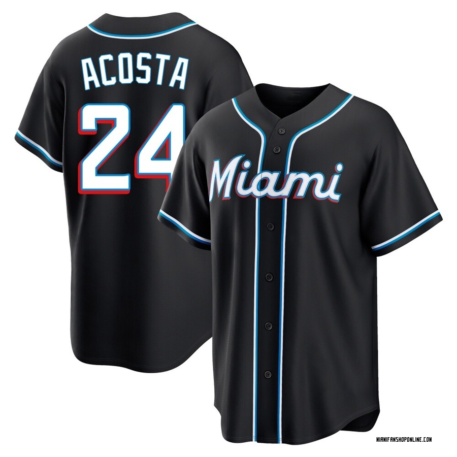 Black Replica Maximo Acosta Youth Miami Marlins Fashion Out Jersey