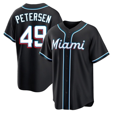Black Replica Michael Petersen Men's Miami Marlins Fashion Out Jersey
