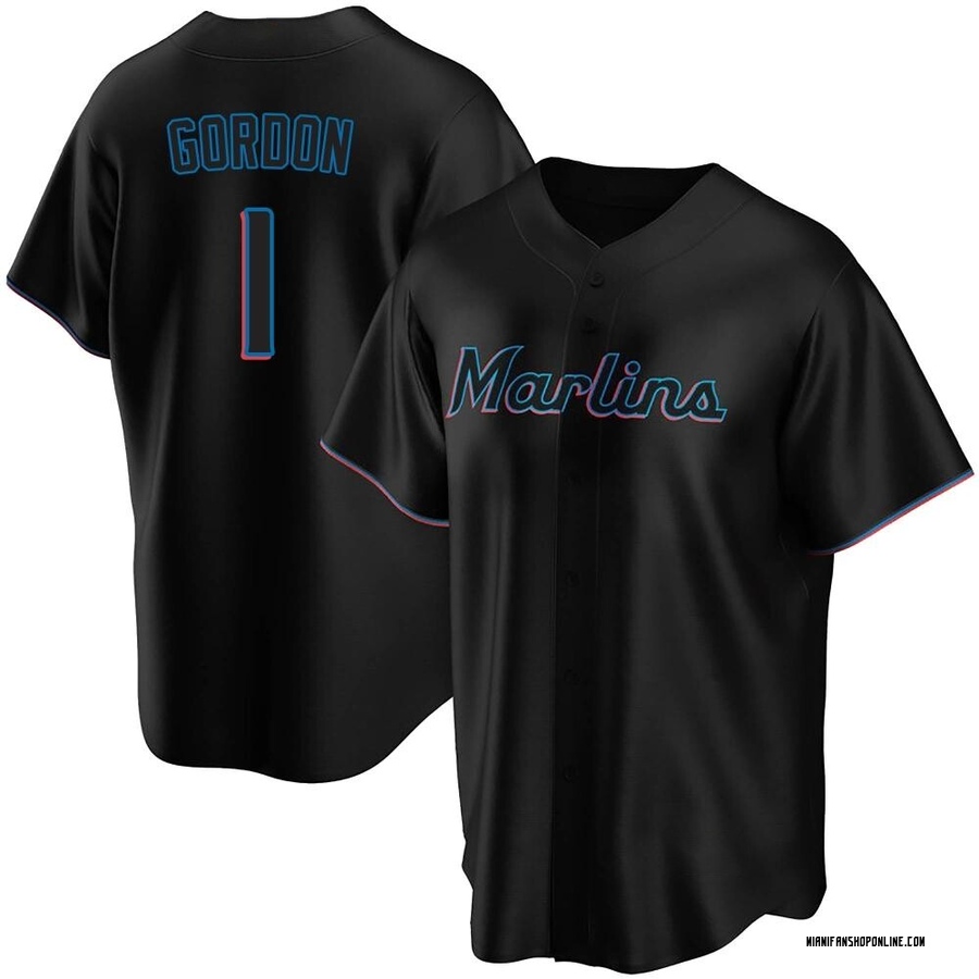 Black Replica Nick Gordon Men's Miami Marlins Alternate Jersey
