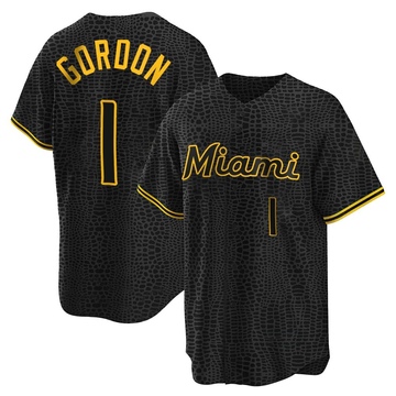 Black Replica Nick Gordon Youth Miami Marlins Snake Skin City Jersey
