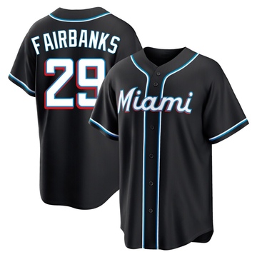 Black Replica Pete Fairbanks Men's Miami Marlins Fashion Out Jersey