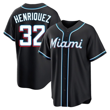Black Replica Ronny Henriquez Men's Miami Marlins Fashion Out Jersey