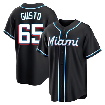 Black Replica Ryan Gusto Men's Miami Marlins Fashion Out Jersey