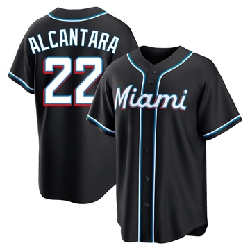 Black Replica Sandy Alcantara Men's Miami Marlins Fashion Out Jersey