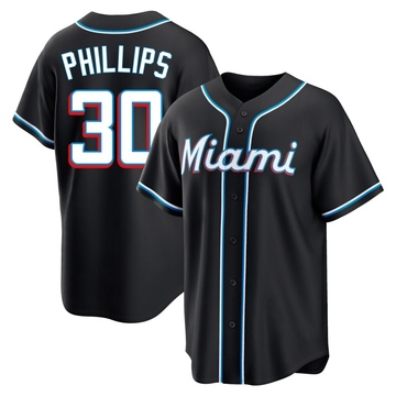 Black Replica Tyler Phillips Men's Miami Marlins Fashion Out Jersey
