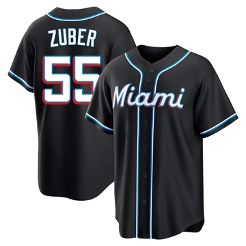 Black Replica Tyler Zuber Men's Miami Marlins Fashion Out Jersey