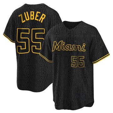 Black Replica Tyler Zuber Youth Miami Marlins Snake Skin City Jersey