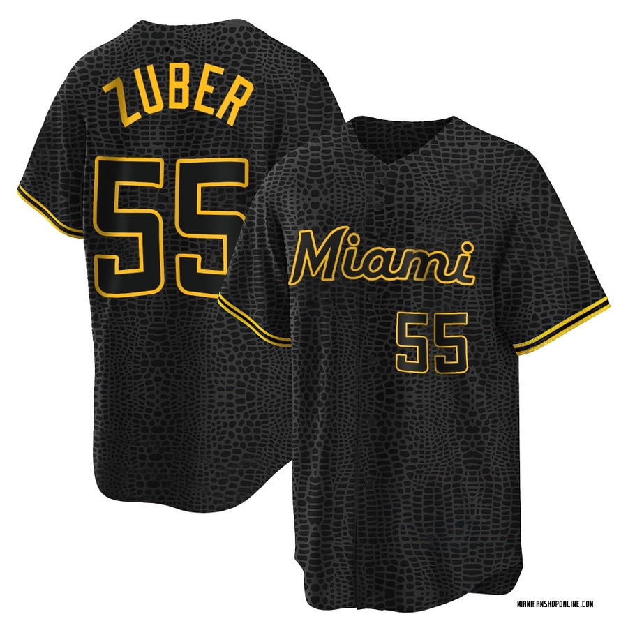 Black Replica Tyler Zuber Youth Miami Marlins Snake Skin City Jersey