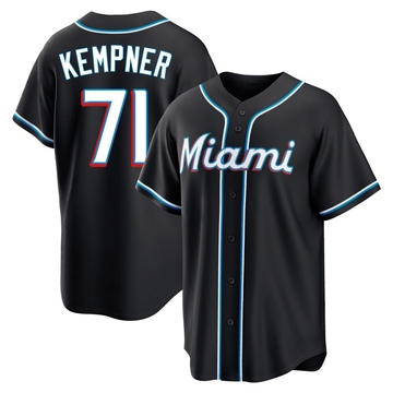 Black Replica William Kempner Men's Miami Marlins Fashion Out Jersey