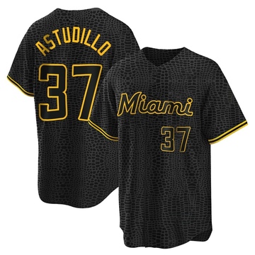 Black Replica Willians Astudillo Men's Miami Marlins Snake Skin City Jersey