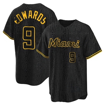 Black Replica Xavier Edwards Men's Miami Marlins Snake Skin City Jersey