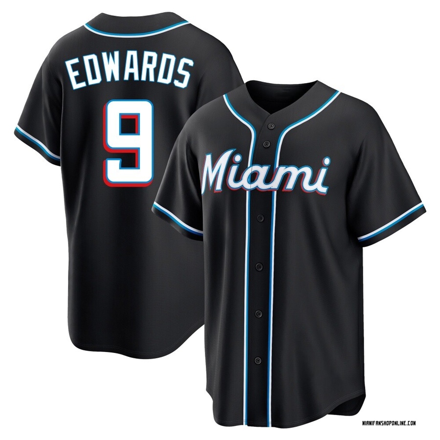 Black Replica Xavier Edwards Youth Miami Marlins Fashion Out Jersey