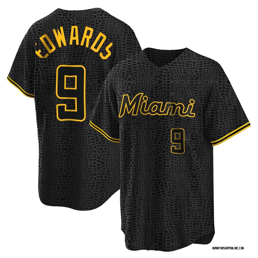 Black Replica Xavier Edwards Youth Miami Marlins Snake Skin City Jersey